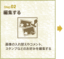 Step02 編集する 画像の入れ替えやコメント、スタンプなどのお好みを編集する